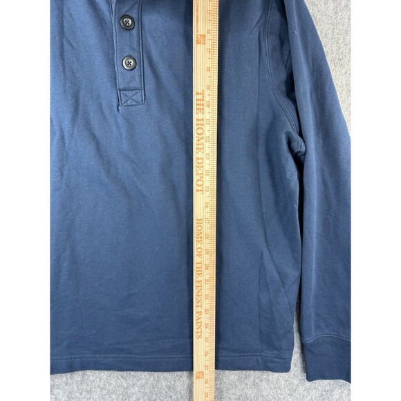 J Crew Mercantile 1/4 Button Pullover Mock Neck Sweatshirt Men's L Blue Soft - Picture 5 of 9